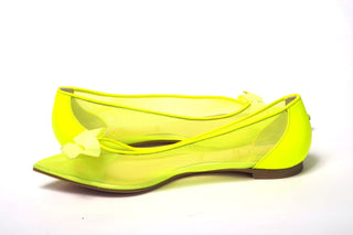 Fluro Yellow Flat Point Toe Shoe - IzzySauvage