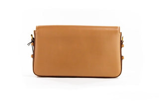 Grace Small Nutmeg Smooth Leather Flap Crossbody Clutch Handbag Purse - IzzySauvage