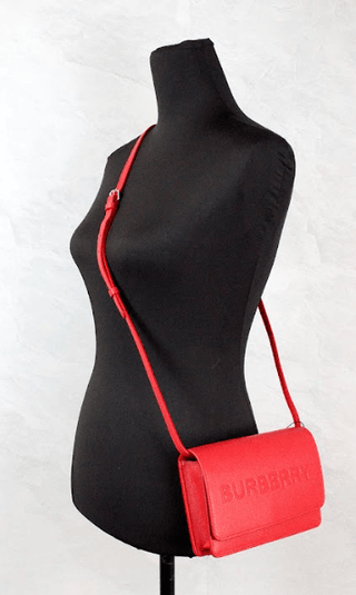 Hampshire Small Red Embossed Logo Smooth Leather Crossbody Bag - IzzySauvage