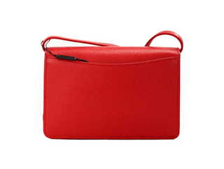 Hampshire Small Red Embossed Logo Smooth Leather Crossbody Bag - IzzySauvage