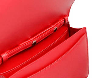 Hampshire Small Red Embossed Logo Smooth Leather Crossbody Bag - IzzySauvage