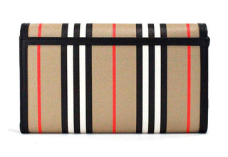 Hannah Icon Stripe Archive Black E-Canvas Leather Wallet Crossbody Bag - IzzySauvage