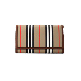 Hannah Icon Stripe Archive Tan E-Canvas Leather Wallet Crossbody Bag - IzzySauvage