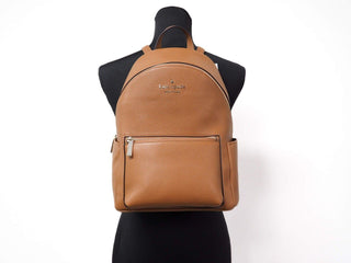 Leila Medium Warm Gingerbread Pebbled Leather Backpack Bookbag - IzzySauvage