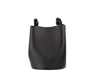 Lorne Small Black Pebbled Leather Bucket Crossbody Handbag Purse - IzzySauvage