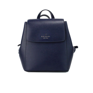 Madison Navy Saffiano Leather Medium Flap Shoulder Backpack Bag - IzzySauvage