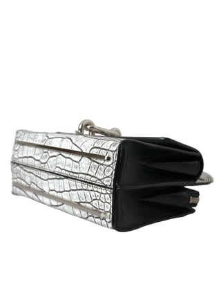 Metallic Silver Alligator Leather Mini Bag - IzzySauvage