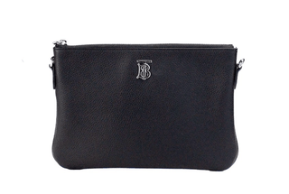 Peyton Monogram Black Leather Pouch Crossbody Bag Purse - IzzySauvage