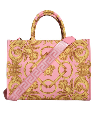 Pink Printed Large Fabric Leather Shopping Tote Bag - IzzySauvage