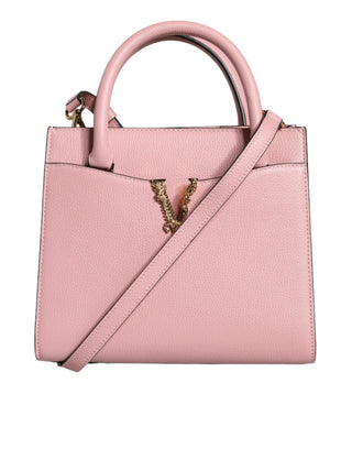 Pink Small Top Handle Grainy Calf Leather Crossbody Bag - IzzySauvage