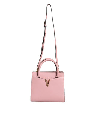 Pink Small Top Handle Grainy Calf Leather Crossbody Bag - IzzySauvage