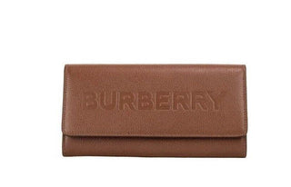 Porter Tan Grained Leather Embossed Continental Clutch Flap Wallet Brown - IzzySauvage