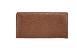 Porter Tan Grained Leather Embossed Continental Clutch Flap Wallet Brown - IzzySauvage