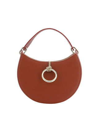 Sepia Brown Small Arlène Leather Shoulder Bag - IzzySauvage