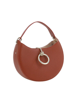 Sepia Brown Small Arlène Leather Shoulder Bag - IzzySauvage