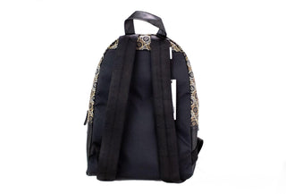 Signet Medium Black Logo Printed Leather Shoulder Backpack Bookbag - IzzySauvage