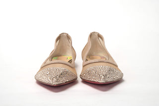 Silver Flat Point Toe Crystals Shoe - IzzySauvage