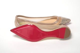 Silver Flat Point Toe Crystals Shoe - IzzySauvage