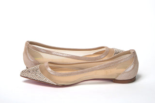 Silver Flat Point Toe Crystals Shoe - IzzySauvage