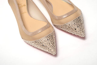 Silver Flat Point Toe Crystals Shoe - IzzySauvage