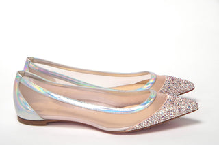 Silver Rose Flat Point Crystals Toe Shoe - IzzySauvage