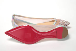 Silver Rose Flat Point Crystals Toe Shoe - IzzySauvage