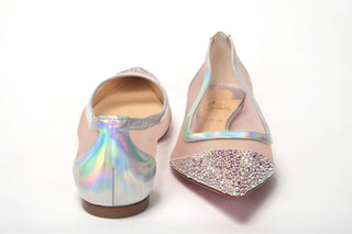 Silver Rose Flat Point Crystals Toe Shoe - IzzySauvage