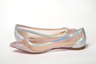 Silver Rose Flat Point Crystals Toe Shoe - IzzySauvage