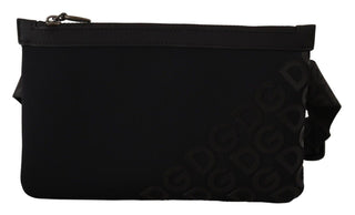 Sleek Black Monogram Neoprene Fanny Pack - IzzySauvage