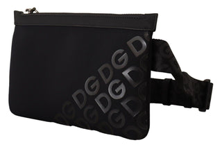 Sleek Black Monogram Neoprene Fanny Pack - IzzySauvage