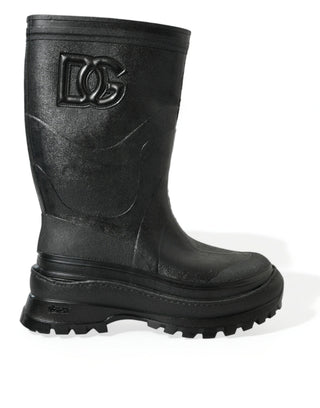 Sleek Metallic Rubber Rain Boots with DG Logo - IzzySauvage