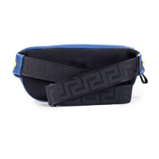 Small Navy Calf Leather Medusa Pendant Fanny Waist Pack Belt Bag - IzzySauvage