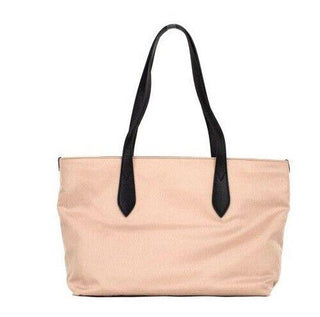 Small Rose Beige Logo Branded Econyl Nylon Tote Shoulder Handbag Purse - IzzySauvage