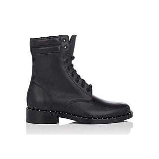 Studded Calfskin Lace-Up Ankle Boots - IzzySauvage