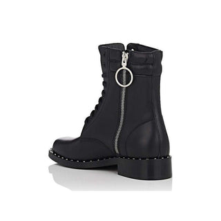 Studded Calfskin Lace-Up Ankle Boots - IzzySauvage