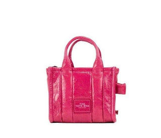 The Shiny Crinkle Micro Tote Magenta Leather Crossbody Bag Handbag - IzzySauvage