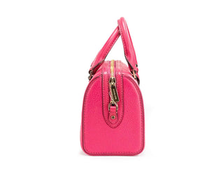 Travel XS Carmine Pink Leather Duffle Crossbody Handbag Purse - IzzySauvage