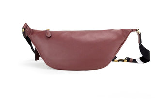 Warren Wine Chambray Signature Canvas Pebbled Leather Belt Bag - IzzySauvage