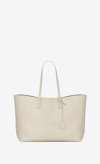 White Calf Leather Tote Shoulder Bag - IzzySauvage