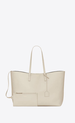 White Calf Leather Tote Shoulder Bag - IzzySauvage