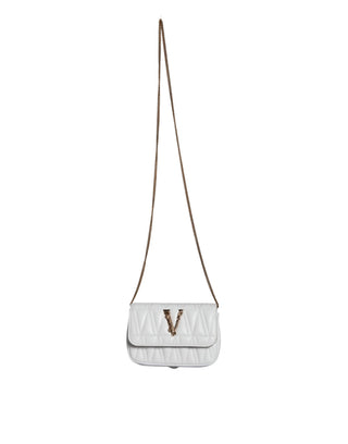 White Quilted Nappa Leather Crossbody Shoulder Bag - IzzySauvage