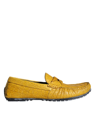 Yellow Leather Slip Mocassin Loafers Shoes - IzzySauvage