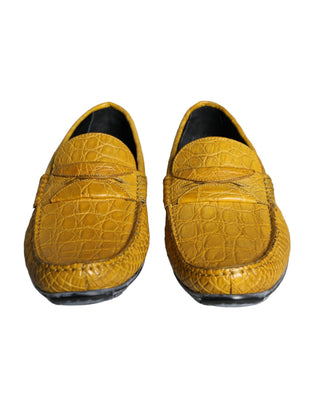 Yellow Leather Slip Mocassin Loafers Shoes - IzzySauvage