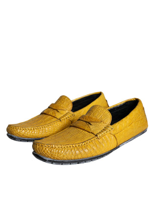 Yellow Leather Slip Mocassin Loafers Shoes - IzzySauvage