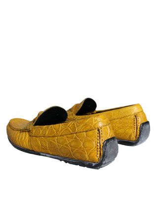 Yellow Leather Slip Mocassin Loafers Shoes - IzzySauvage