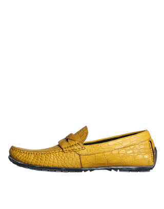 Yellow Leather Slip Mocassin Loafers Shoes - IzzySauvage