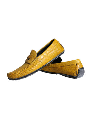 Yellow Leather Slip Mocassin Loafers Shoes - IzzySauvage