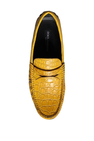 Yellow Leather Slip Mocassin Loafers Shoes - IzzySauvage