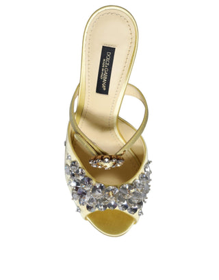 Yellow Mary Janes Satin Crystal Sandals Shoes - IzzySauvage