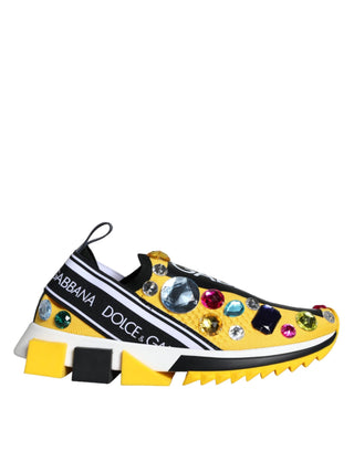 Yellow Sorrento Crystals Sneakers Womens Shoes - IzzySauvage